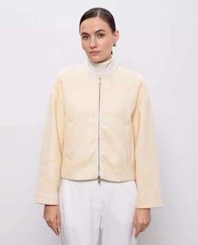 Peserico Beige wool, silk and cashmere bomber jacket S21428D5009A