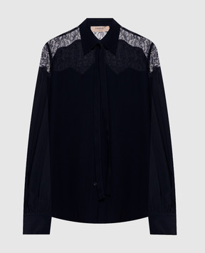 Twinset Blue blouse with lace 261TP2591
