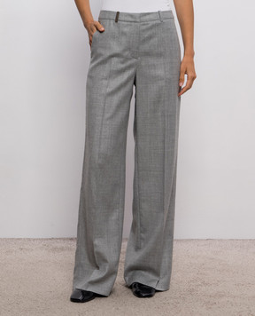 Peserico Gray wool pants with lurex A0406703359