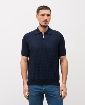 Stefano Ricci Blue silk polo with logo K818110P31F26176