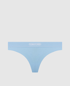 Tom Ford Blue logo pattern thong panties KNJ009JEX166