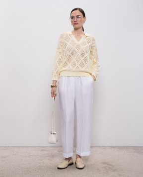 Peserico Yellow openwork jumper with polo collar S99129F059110M
