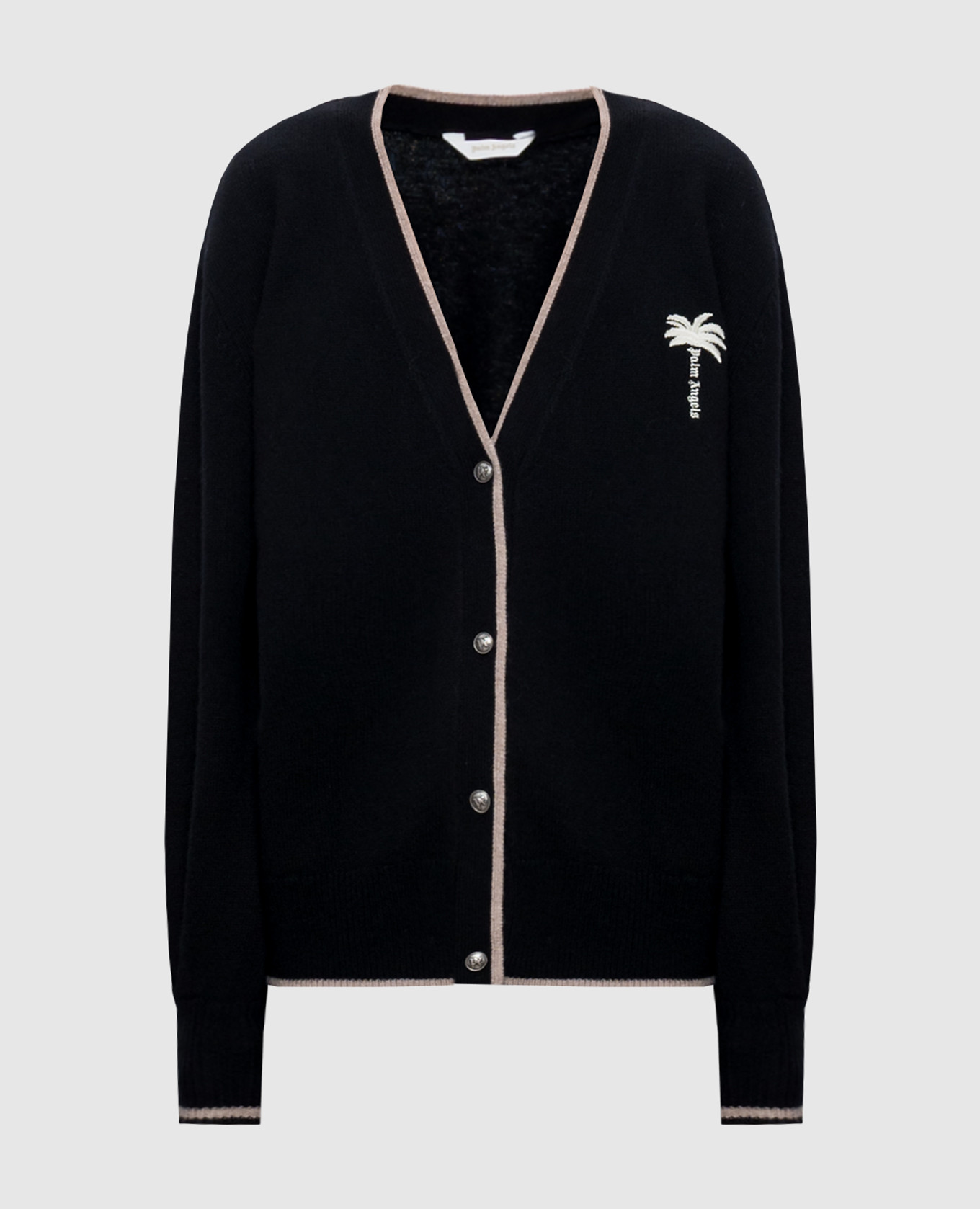 Black wool cardigan Palm Angels