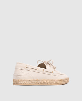 Brunello Cucinelli Ivory suede topsiders MPUSOLI658