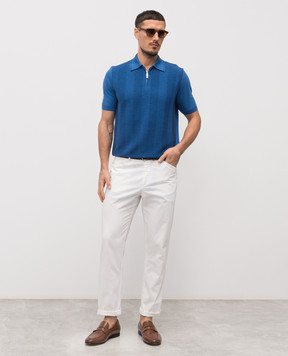Stefano Ricci Blue polo with silk K818104P31F26170