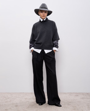 Brunello Cucinelli Gray cashmere sweater with sequins M12730003