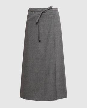 Peserico Gray wool and cashmere pleated skirt A05736A03358