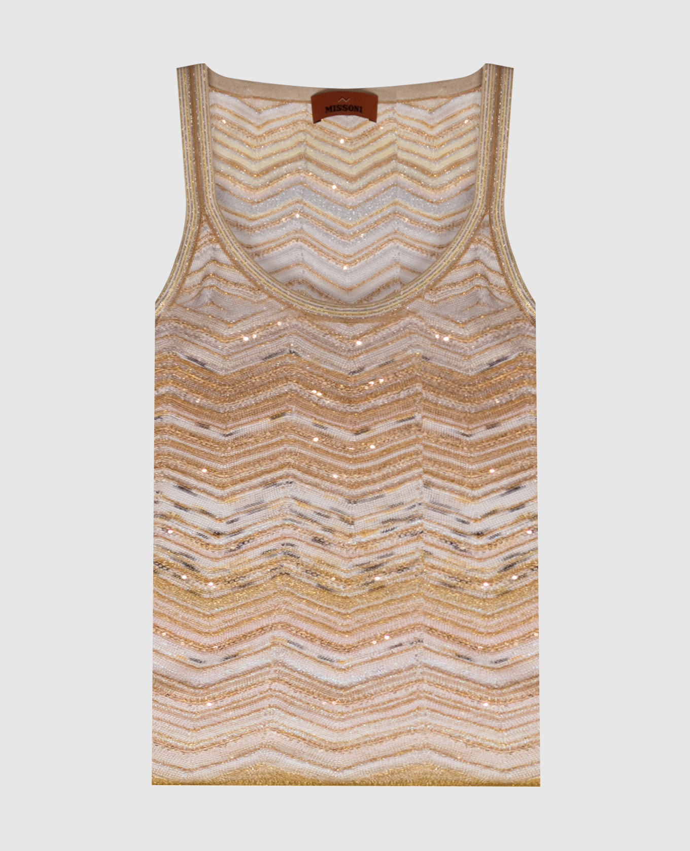 

Beige Chevron Lamé Patterned Top Missoni