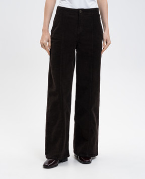 Twinset Brown corduroy pants with logo 252TT2180