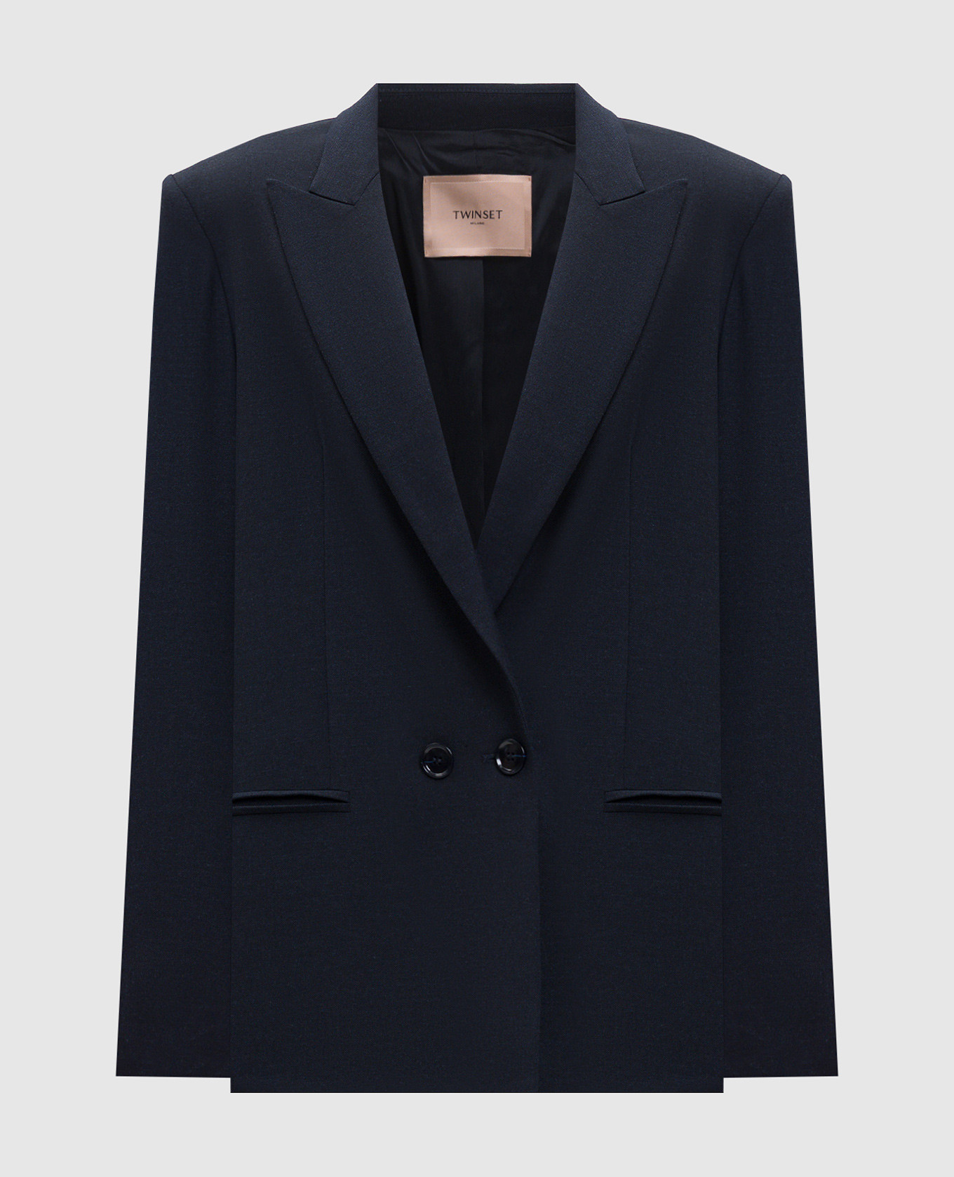 

Blue double-breasted jacket with wool Twinset