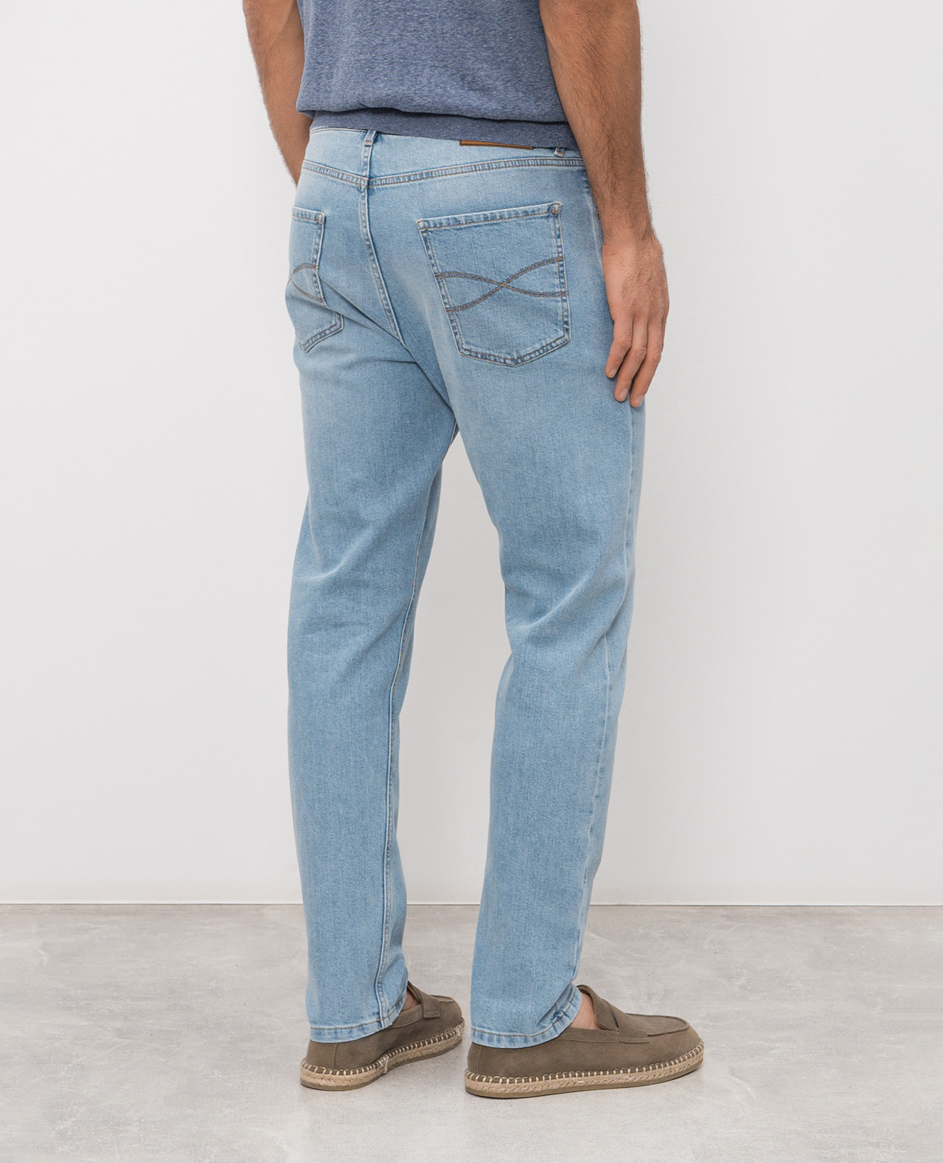

Blue jeans with logo patch Brunello Cucinelli, Light blue