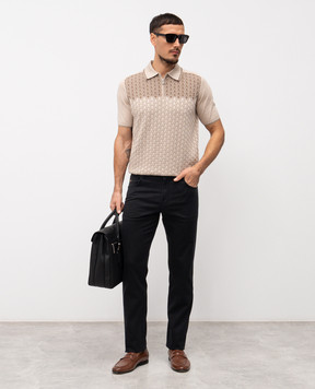 Stefano Ricci Black jeans with logo patch MFT61B1010T286BK