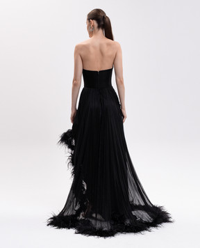 Iris Serban Black bustier dress with a harvester effect LERA