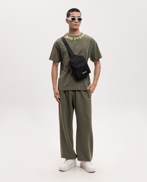 Palm Angels Khaki joggers with logo print PMCH025S26FLE001