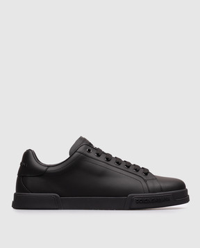 Dolce&Gabbana Black leather Portofino Light sneakers with logo CS2332A1065