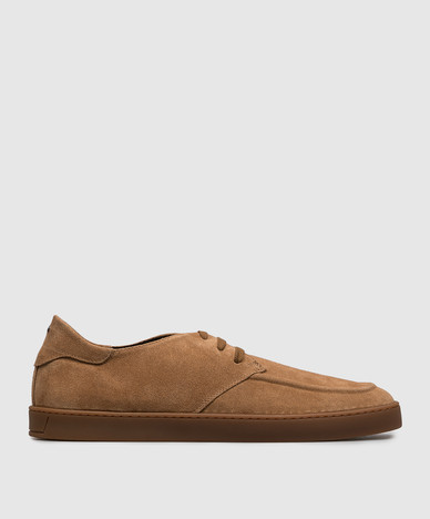 Brown suede derby shoes