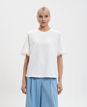 Twinset White T-shirt with lace 261TP2110