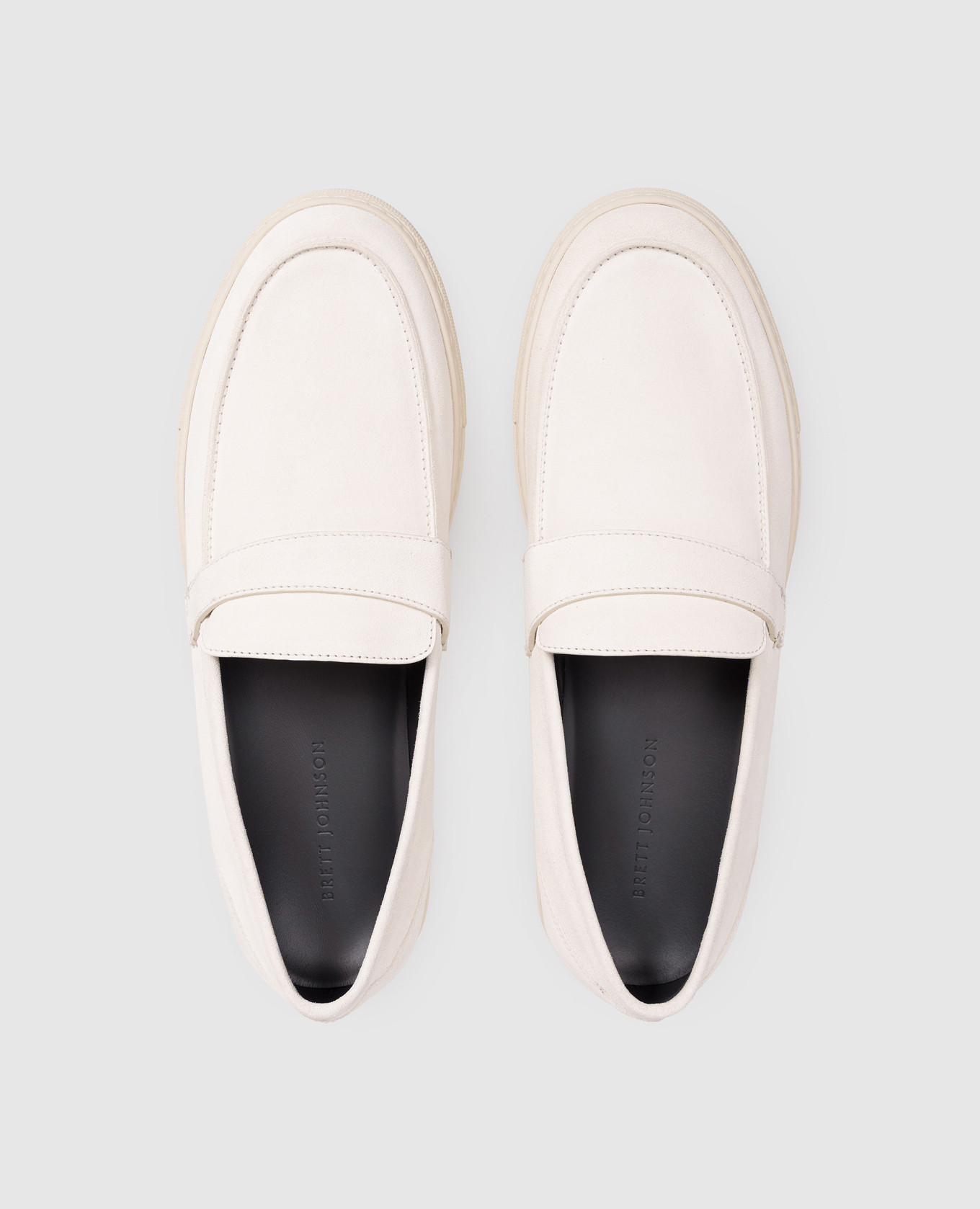 White suede loafers with emblem Brett Johnson 4
