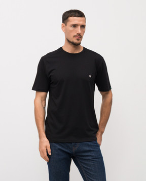 Stefano Ricci Black T-shirt with emblem MNH6104920803