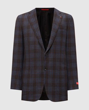 ISAIA Brown checked wool and cashmere jacket 521GFI21166