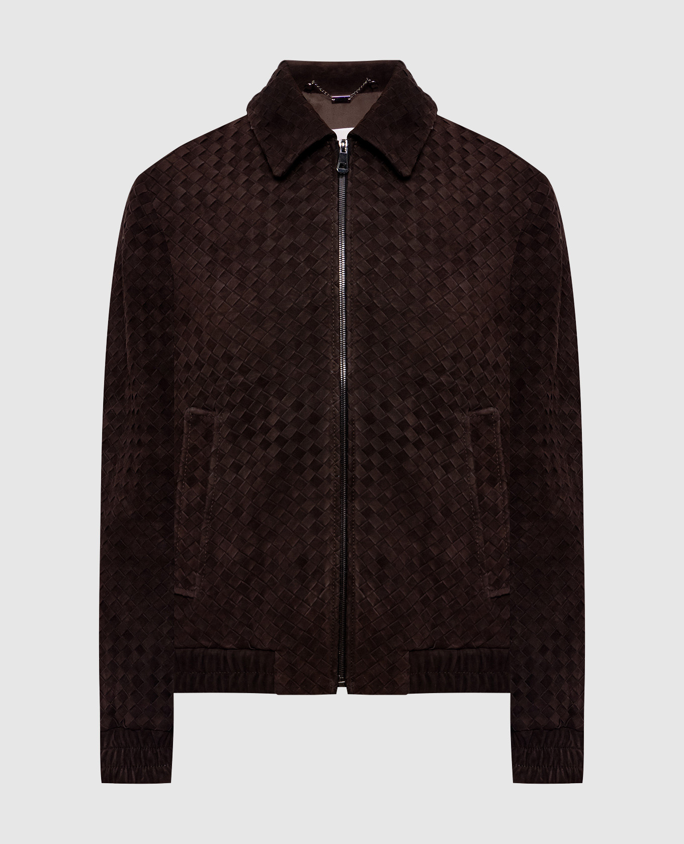 Brown suede jacket with braiding