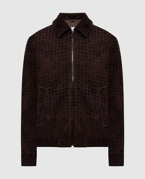Babe Pay Pls Brown suede jacket with braiding 2402BOTBOTTEGA