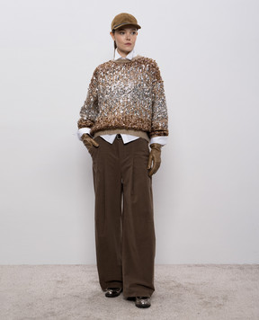 Brunello Cucinelli Beige sweater with sequined wool M1U375900