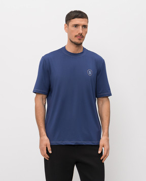 Brunello Cucinelli Blue T-shirt with logo print MW8571884T