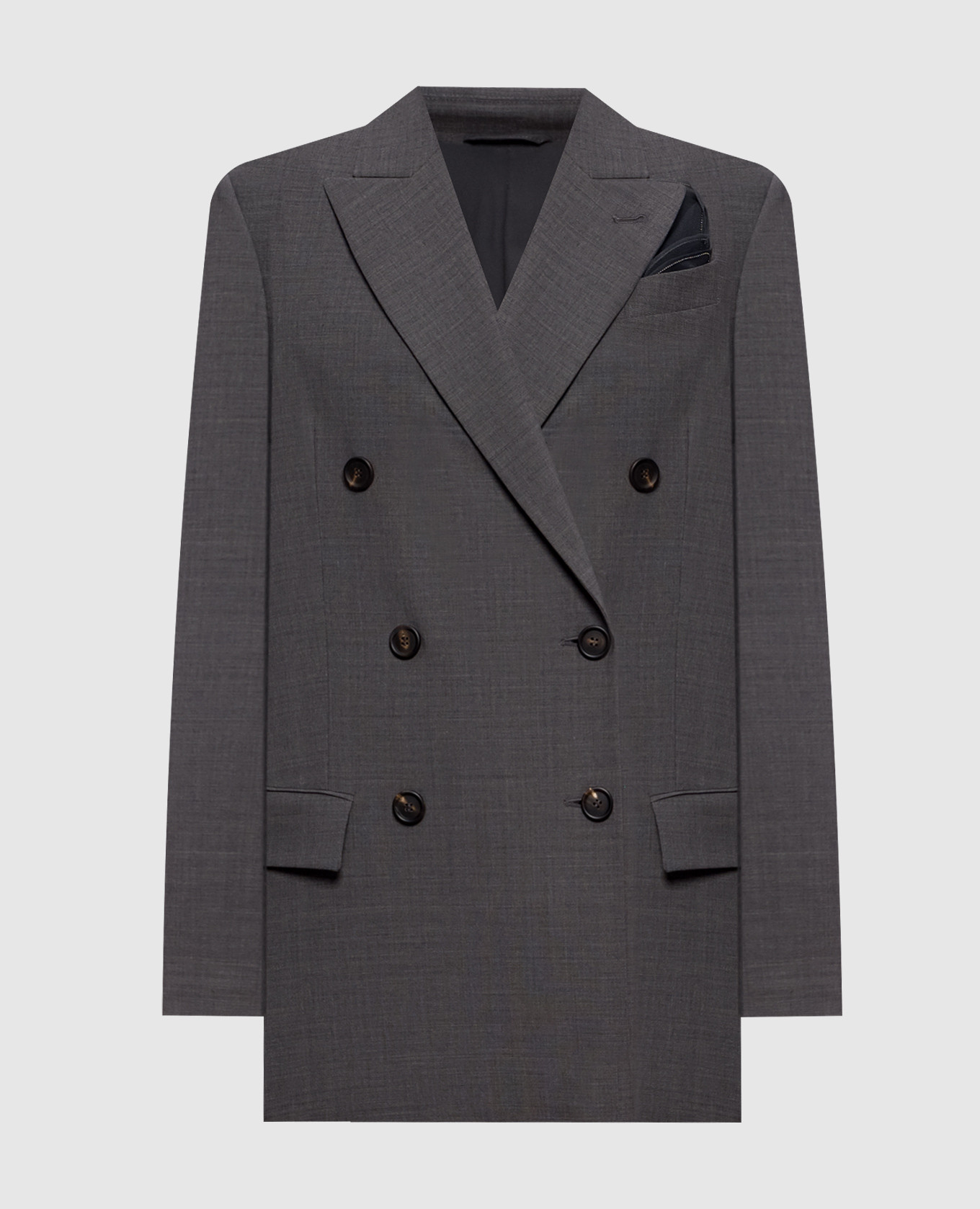Gray double-breasted jacket with wool