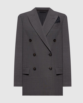 Brunello Cucinelli Gray double-breasted jacket with wool M0W077038P