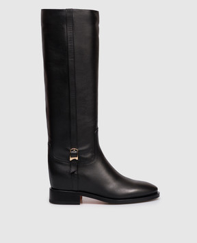 Santoni Black leather boots with strap WSHM71827BJ2HLGA