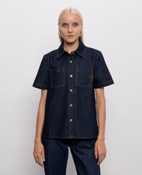 Casablanca Blue denim shirt with embroidered emblem WPF26DN01101