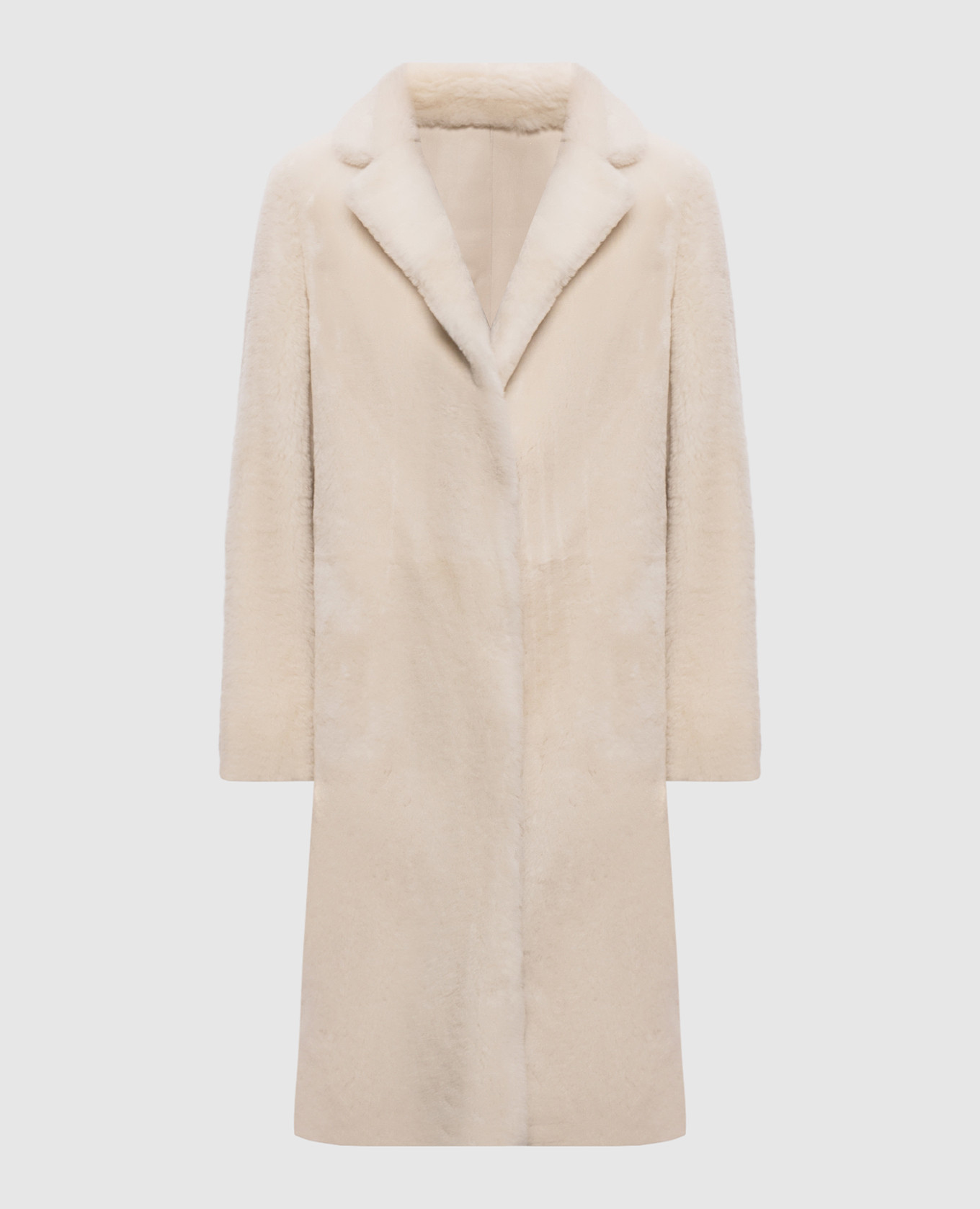 Reversible ivory sheepskin coat
