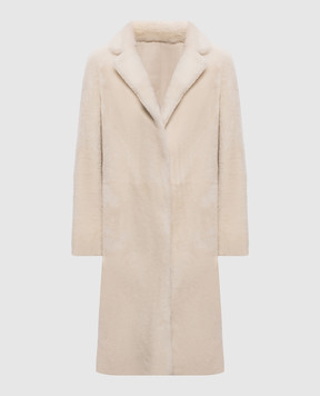 Yves Salomon Reversible ivory sheepskin coat 21WYM60504MESI