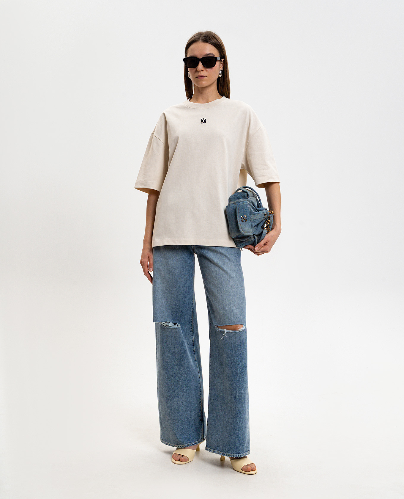 Beige T-shirt with embroidered monogram AMIRI 2