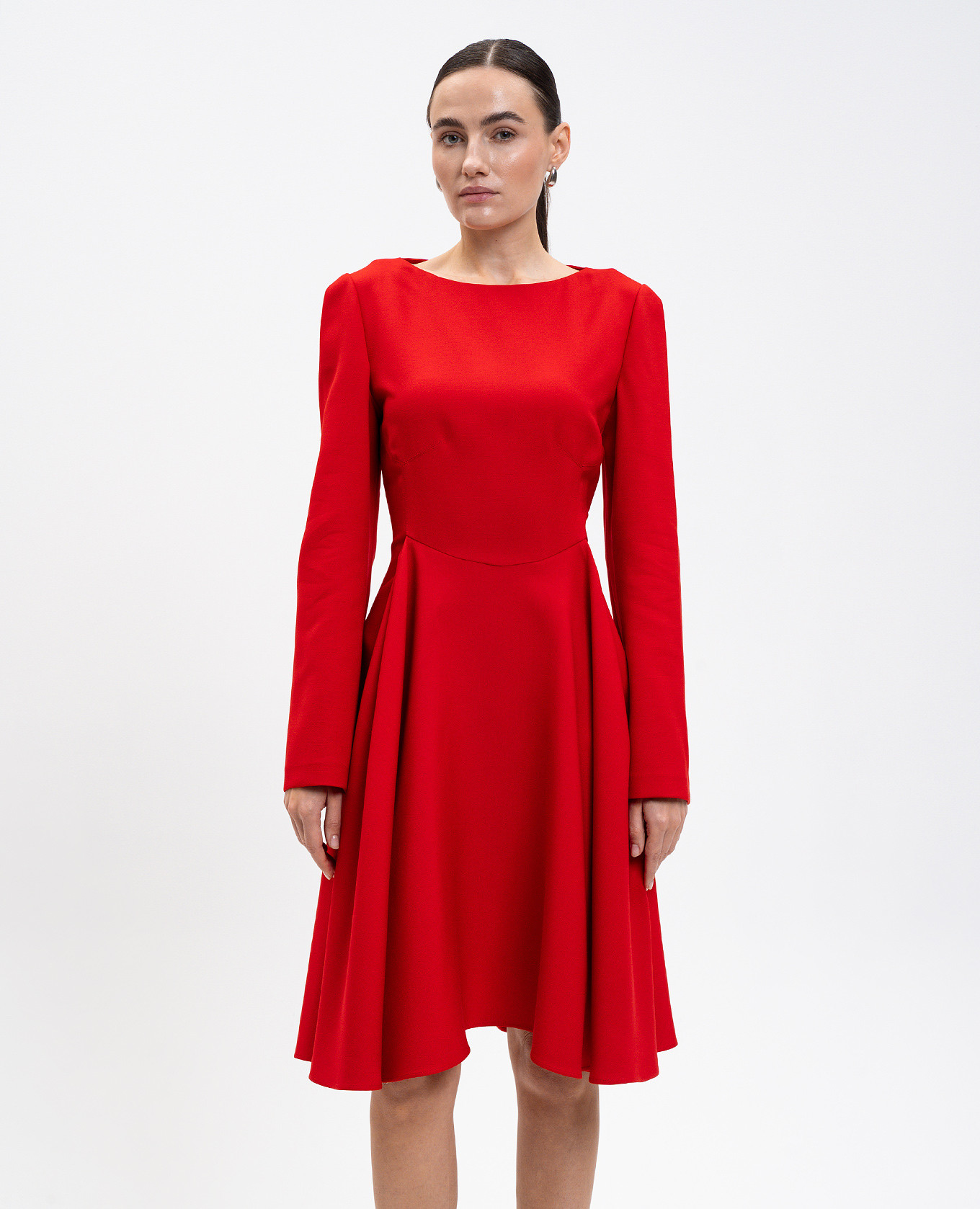 Red wool and silk dress Alexander McQueen 3