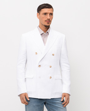 Dolce&Gabbana White double-breasted linen jacket G2NW1TGK326