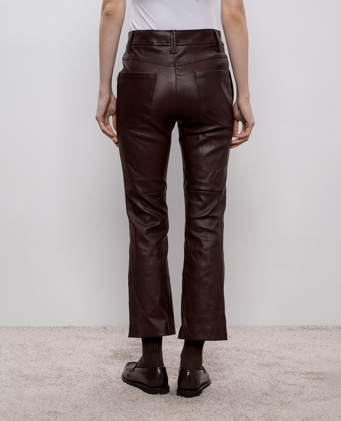 

Brown leather flared pants Brunello Cucinelli