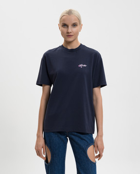 Off-White Blue T-shirt with Dripped Watercolor print 2AA089S26JER006