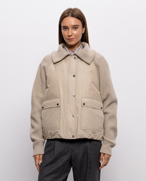 Brunello Cucinelli Beige down jacket with wool and cashmere MH5257294P