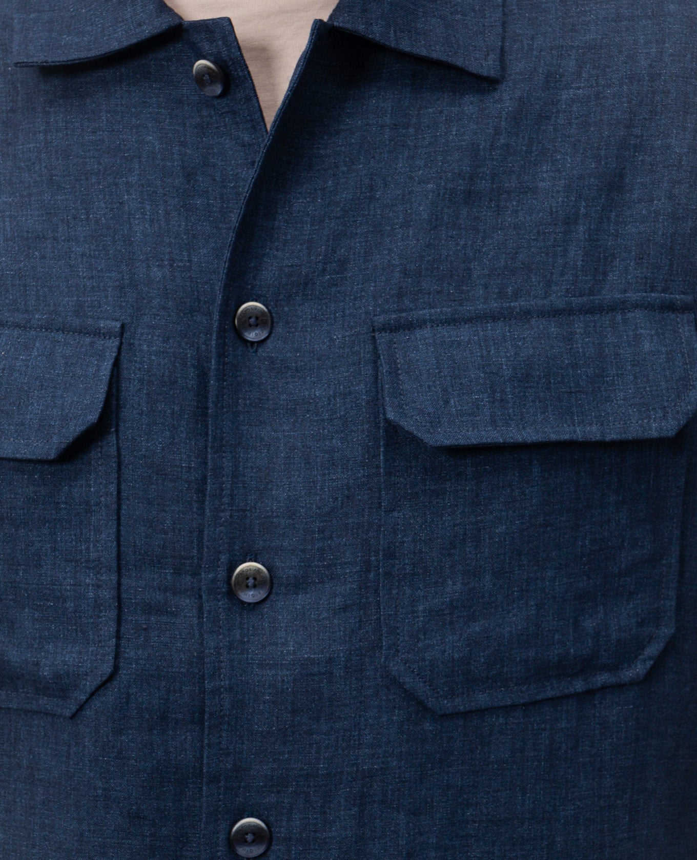 Blue straight-cut linen shirt CAPOBIANCO 5
