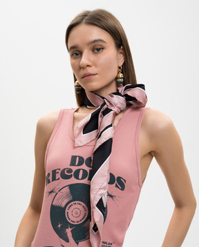 Dolce&Gabbana Silk scarf in branded print with monogram FN090RGDDLP