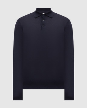 Brunello Cucinelli Blue wool and cashmere polo shirt M2400295