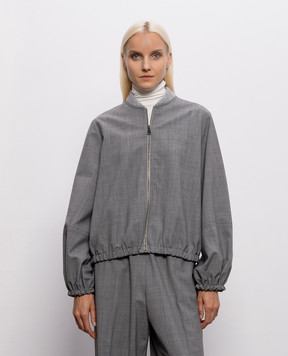 Fabiana Filippi Gray bomber jacket with wool GCD216F167M339