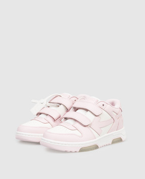 Off-White Out Of Office Kids Pink Leather Sneakers OGIA005S26LEA001