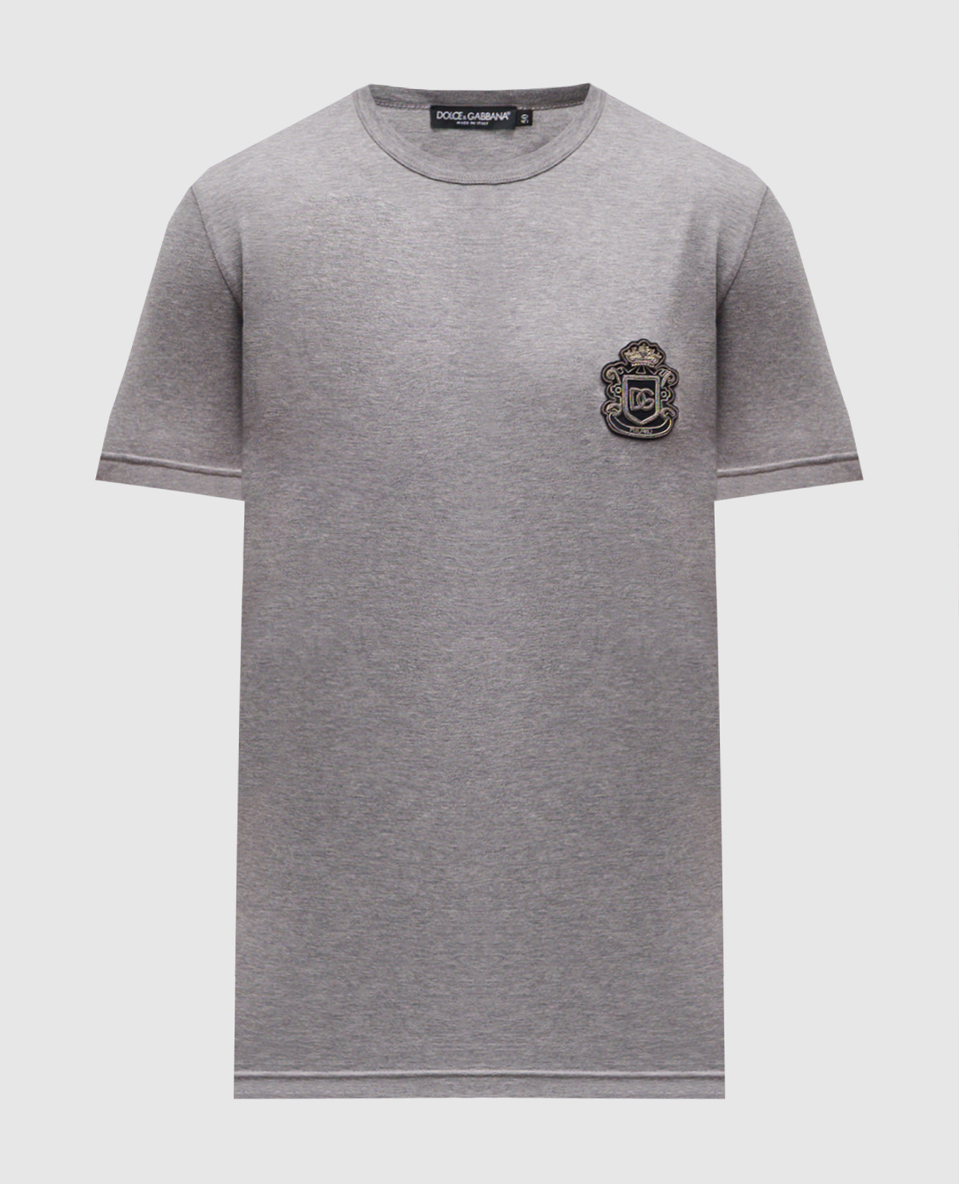 Grey melange T-shirt with logo patch