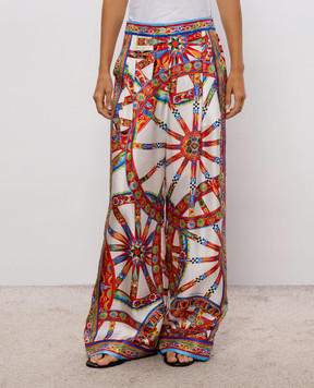 Dolce&Gabbana White printed silk pants FTDL6TGDDTI