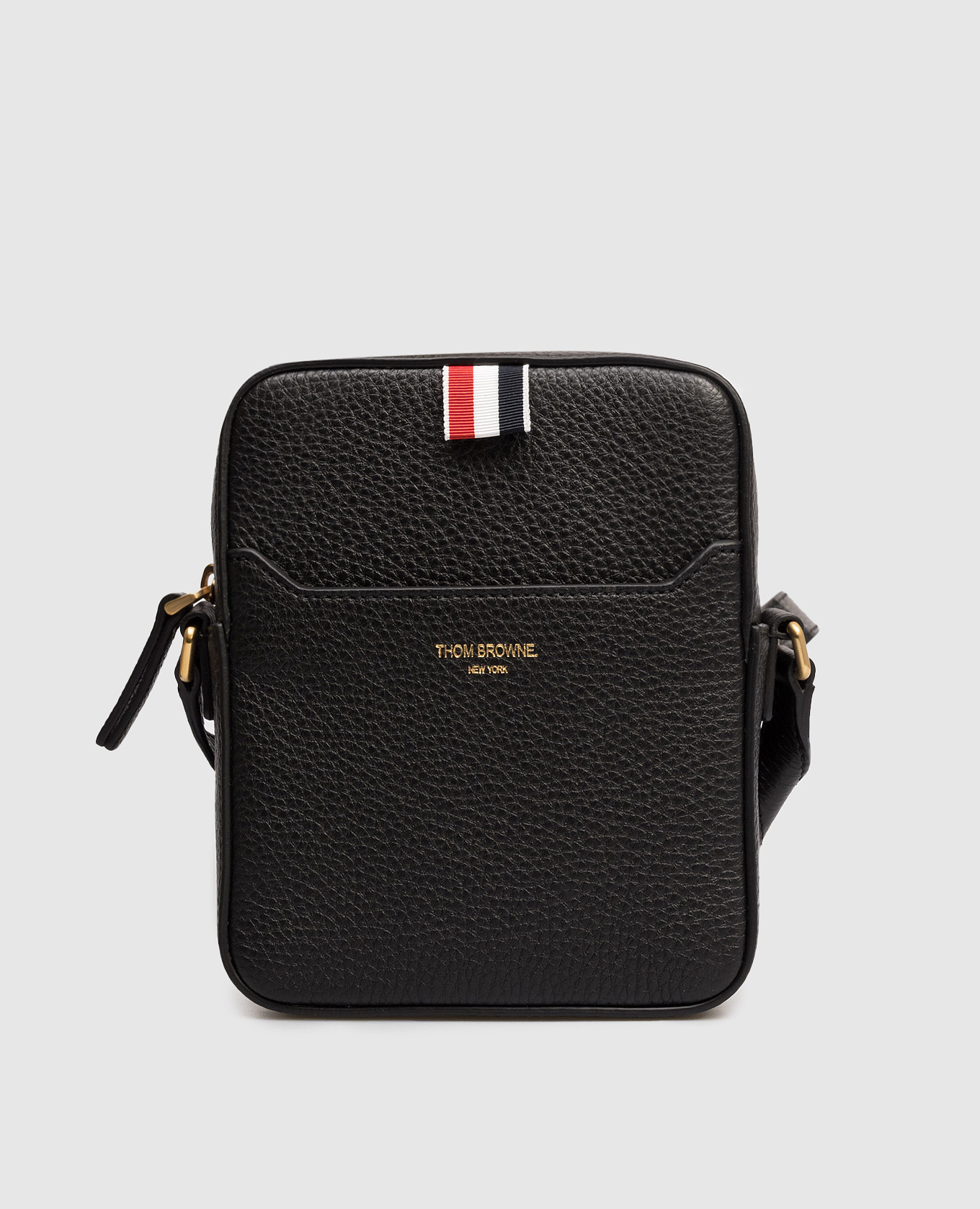 

Black leather bag with logo Thom Browne