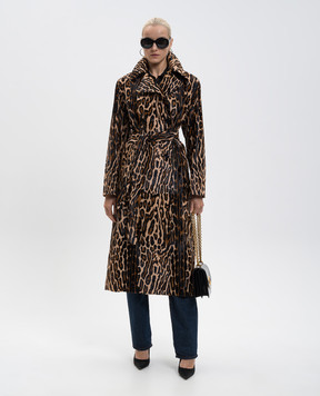Babe Pay Pls Double-breasted leather coat in animal print 2517PONI