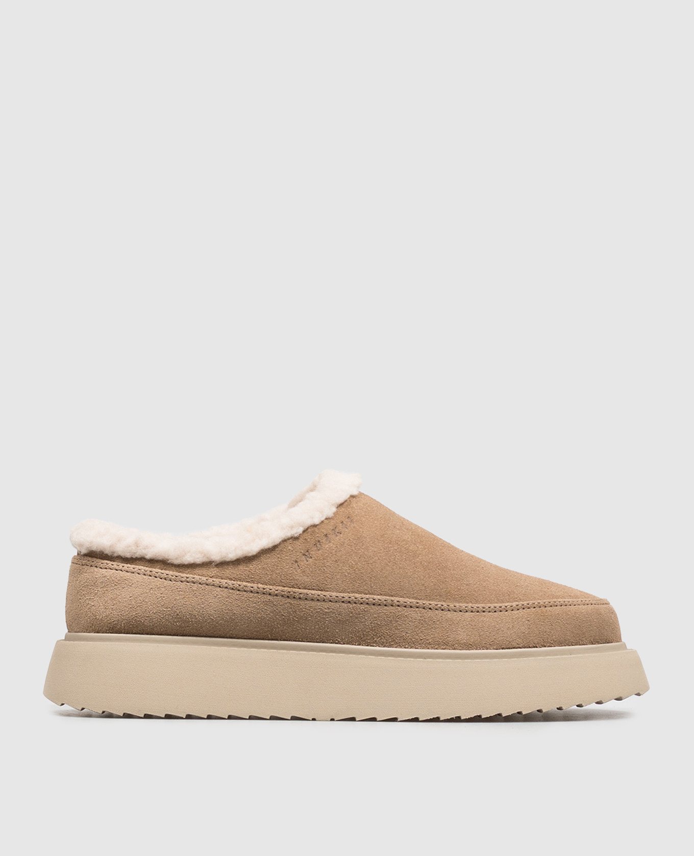 Brown suede mules with fur trim